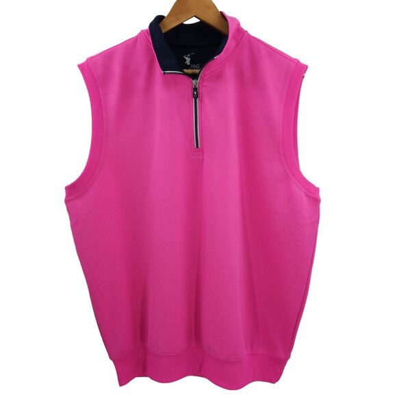 F&G Tech Fairway & Greene Golf Vest Size L Pink Pullover Mens Stretch 1/4 Zip - Picture 1 of 8